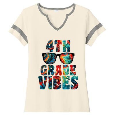 Back To School 4th Grade Vibes First Day Teacher Ladies Halftime Notch Neck Tee