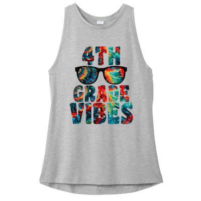 Back To School 4th Grade Vibes First Day Teacher Ladies PosiCharge Tri-Blend Wicking Tank