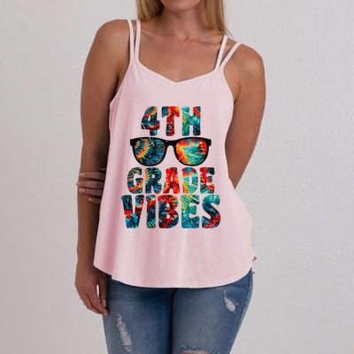 Back To School 4th Grade Vibes First Day Teacher Women's Strappy Tank