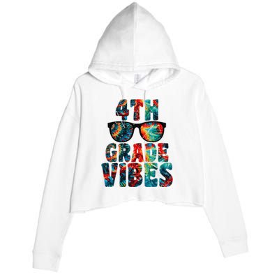 Back To School 4th Grade Vibes First Day Teacher Crop Fleece Hoodie