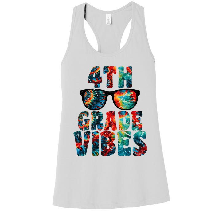 Back To School 4th Grade Vibes First Day Teacher Women's Racerback Tank