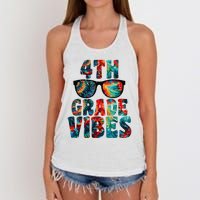 Back To School 4th Grade Vibes First Day Teacher Women's Knotted Racerback Tank