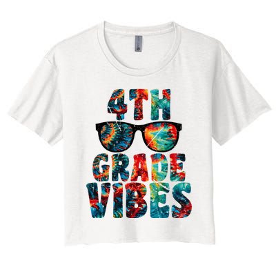 Back To School 4th Grade Vibes First Day Teacher Women's Crop Top Tee