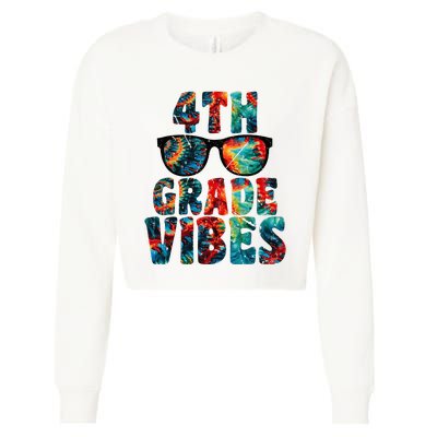 Back To School 4th Grade Vibes First Day Teacher Cropped Pullover Crew