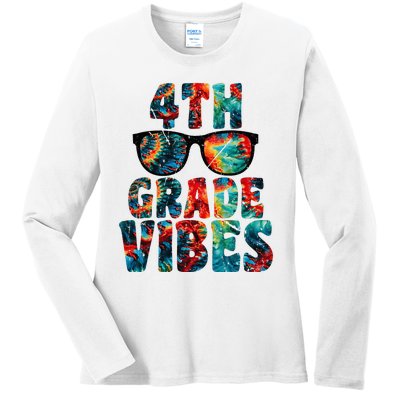 Back To School 4th Grade Vibes First Day Teacher Ladies Long Sleeve Shirt