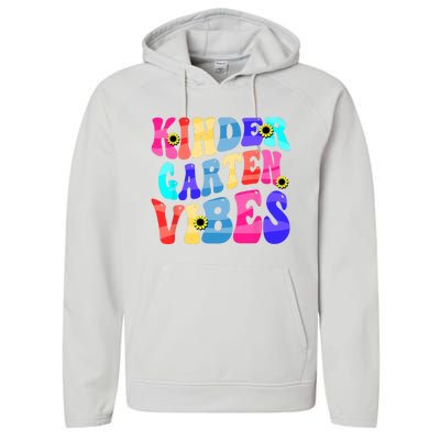 Back To School Kindergarten Vibes Retro Teacher Women Performance Fleece Hoodie