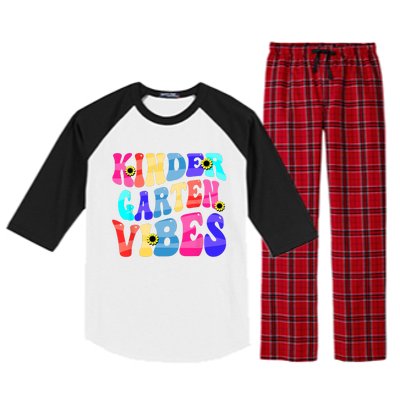 Back To School Kindergarten Vibes Retro Teacher Women Raglan Sleeve Pajama Set