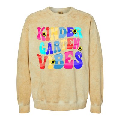 Back To School Kindergarten Vibes Retro Teacher Women Colorblast Crewneck Sweatshirt