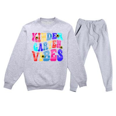 Back To School Kindergarten Vibes Retro Teacher Women Premium Crewneck Sweatsuit Set