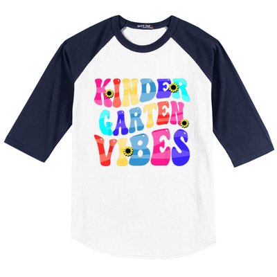 Back To School Kindergarten Vibes Retro Teacher Women Baseball Sleeve Shirt