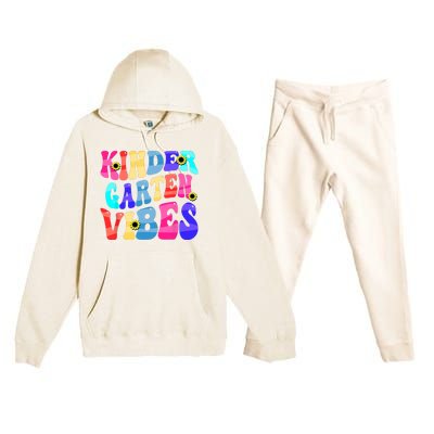 Back To School Kindergarten Vibes Retro Teacher Women Premium Hooded Sweatsuit Set