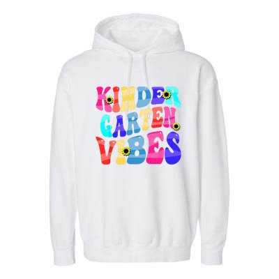 Back To School Kindergarten Vibes Retro Teacher Women Garment-Dyed Fleece Hoodie