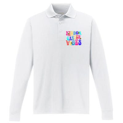 Back To School Kindergarten Vibes Retro Teacher Women Performance Long Sleeve Polo