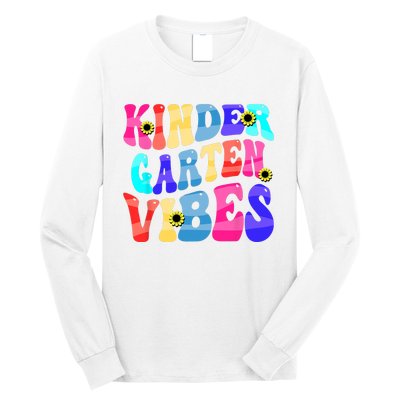 Back To School Kindergarten Vibes Retro Teacher Women Long Sleeve Shirt