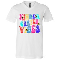 Back To School Kindergarten Vibes Retro Teacher Women V-Neck T-Shirt