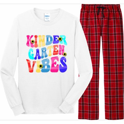 Back To School Kindergarten Vibes Retro Teacher Women Long Sleeve Pajama Set