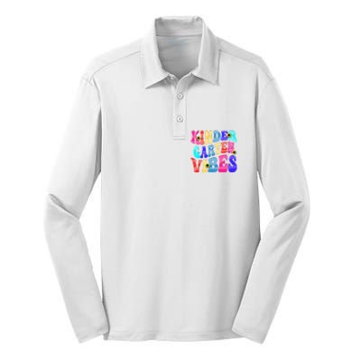 Back To School Kindergarten Vibes Retro Teacher Women Silk Touch Performance Long Sleeve Polo