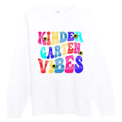 Back To School Kindergarten Vibes Retro Teacher Women Premium Crewneck Sweatshirt