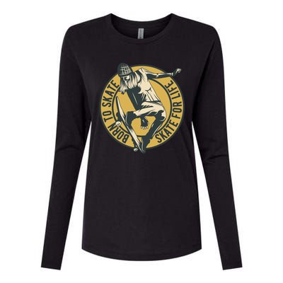 Born To Skate Womens Cotton Relaxed Long Sleeve T-Shirt