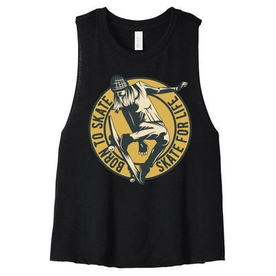 Born To Skate Women's Racerback Cropped Tank