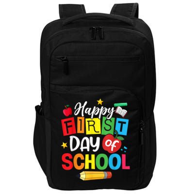 Back To School Happy First Day Of School Teacher Student Kids Impact Tech Backpack