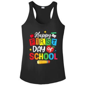 Back To School Happy First Day Of School Teacher Student Kids Ladies PosiCharge Competitor Racerback Tank