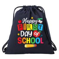 Back To School Happy First Day Of School Teacher Student Kids Drawstring Bag