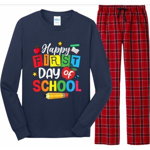 Back To School Happy First Day Of School Teacher Student Kids Long Sleeve Pajama Set