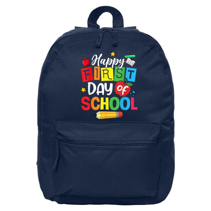 Back To School Happy First Day Of School Teacher Student Kids 16 in Basic Backpack