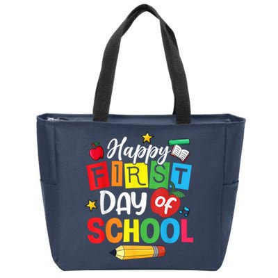 Back To School Happy First Day Of School Teacher Student Kids Zip Tote Bag