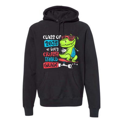 Back To School Let's Crush 3rd Grade Class Of 2035 Dinosaur Premium Hoodie