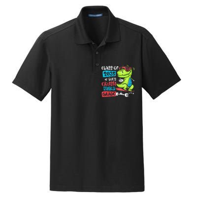 Back To School Let's Crush 3rd Grade Class Of 2035 Dinosaur Dry Zone Grid Polo