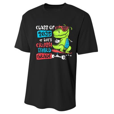 Back To School Let's Crush 3rd Grade Class Of 2035 Dinosaur Performance Sprint T-Shirt