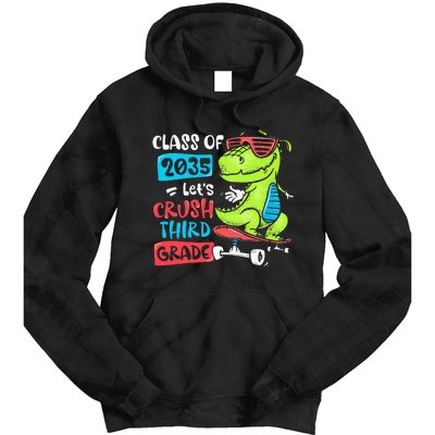 Back To School Let's Crush 3rd Grade Class Of 2035 Dinosaur Tie Dye Hoodie