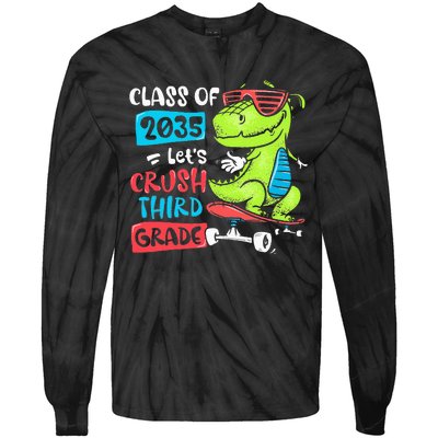 Back To School Let's Crush 3rd Grade Class Of 2035 Dinosaur Tie-Dye Long Sleeve Shirt