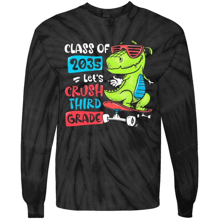 Back To School Let's Crush 3rd Grade Class Of 2035 Dinosaur Tie-Dye Long Sleeve Shirt