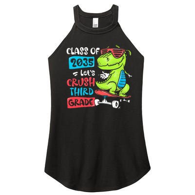 Back To School Let's Crush 3rd Grade Class Of 2035 Dinosaur Women’s Perfect Tri Rocker Tank