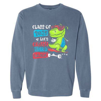 Back To School Let's Crush 3rd Grade Class Of 2035 Dinosaur Garment-Dyed Sweatshirt