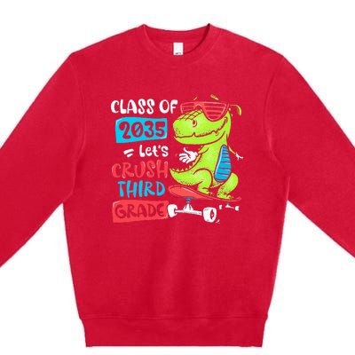 Back To School Let's Crush 3rd Grade Class Of 2035 Dinosaur Premium Crewneck Sweatshirt