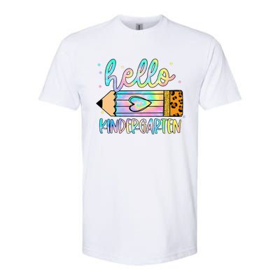 Back To School Hello Kindergarten Leopard Tie Dye Pencil Softstyle® CVC T-Shirt