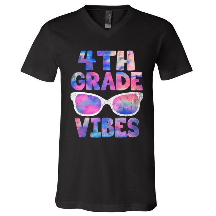 Back To School 4th Grade Vibes Shirts First Day Teacher V-Neck T-Shirt