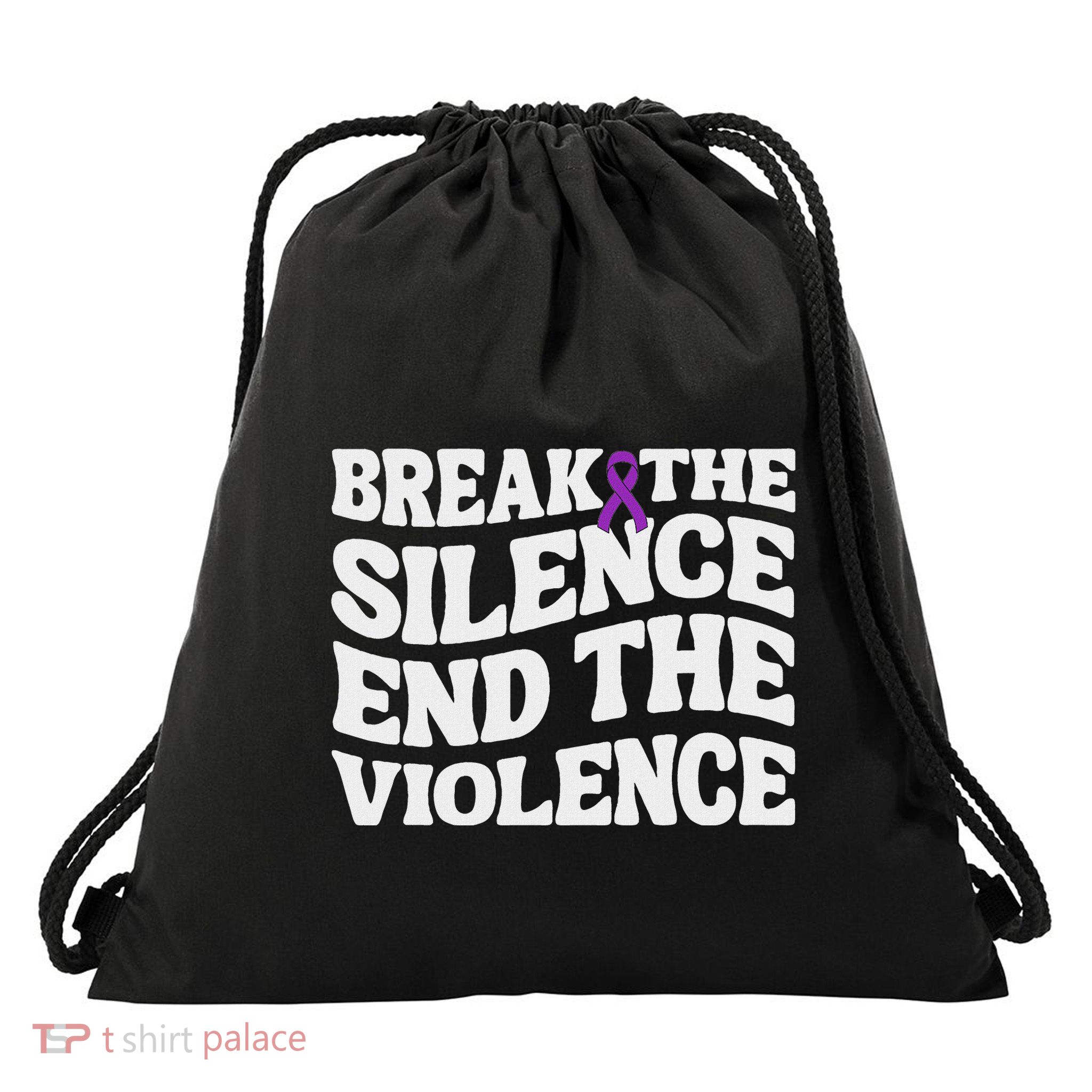 Break The Silence End Violence Domestic Violence Awareness Drawstring Bag