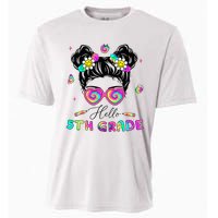 Back To School Hello 5th Grade Messy Bun First Day Cooling Performance Crew T-Shirt