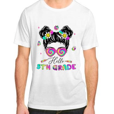 Back To School Hello 5th Grade Messy Bun First Day Adult ChromaSoft Performance T-Shirt