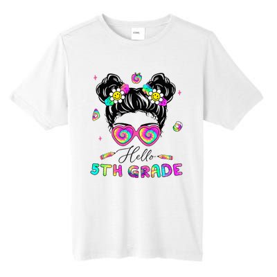 Back To School Hello 5th Grade Messy Bun First Day Tall Fusion ChromaSoft Performance T-Shirt