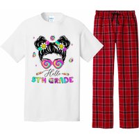 Back To School Hello 5th Grade Messy Bun First Day Pajama Set