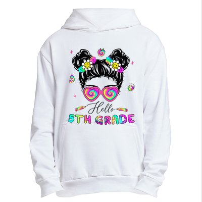 Back To School Hello 5th Grade Messy Bun First Day Urban Pullover Hoodie