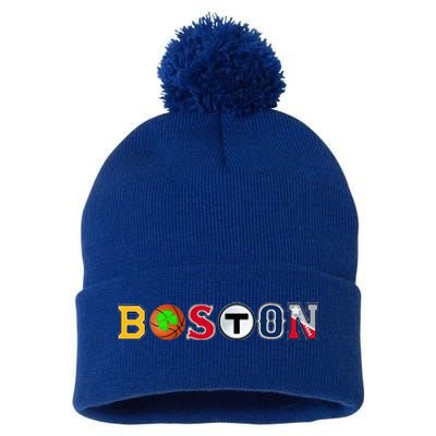 Bawston Townie Sports Fan Boston Mass New England Proud Pom Pom 12in Knit Beanie