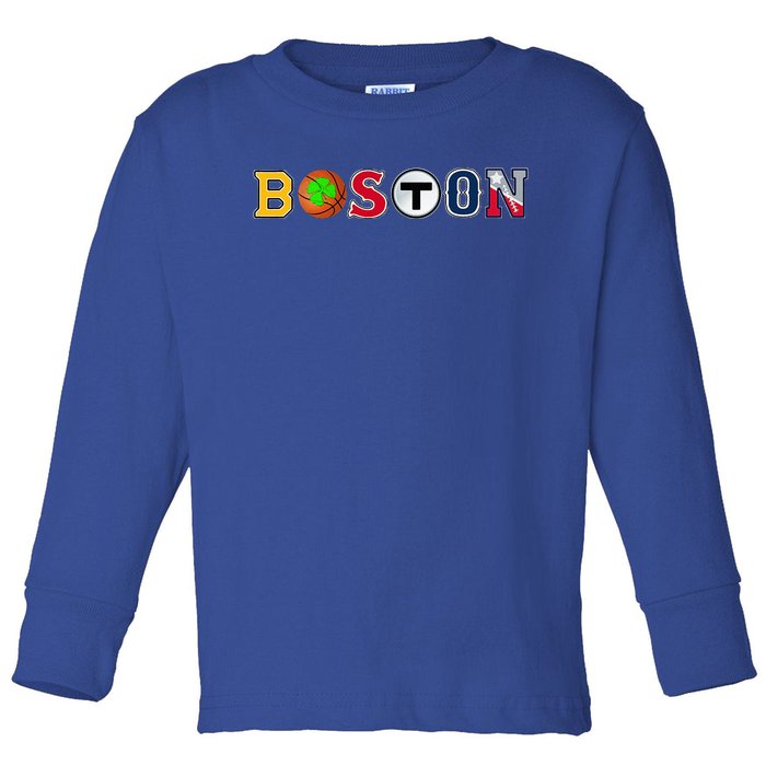 Bawston Townie Sports Fan Boston Mass New England Proud Toddler Long Sleeve Shirt