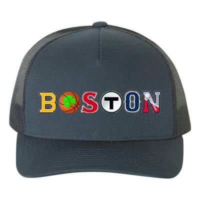 Bawston Townie Sports Fan Boston Mass New England Proud Yupoong Adult 5-Panel Trucker Hat